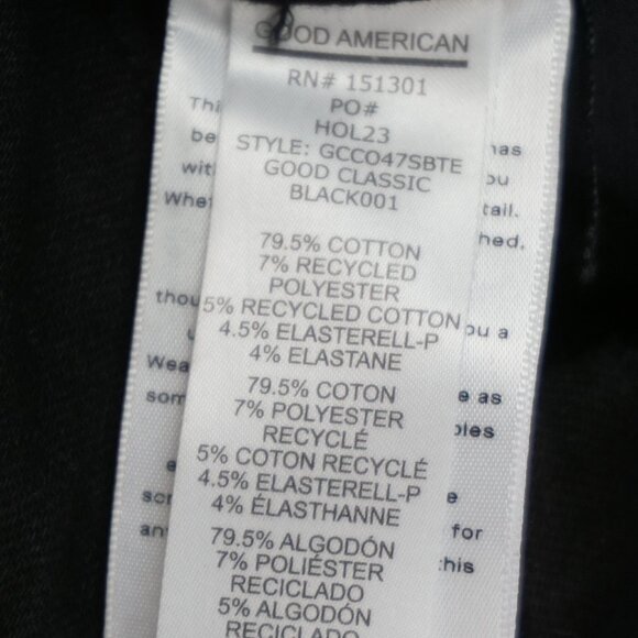 New Good American Good Classic Crossover Skinnyish Fit Jeans in Black Size 00/24 - Picture 16 of 16